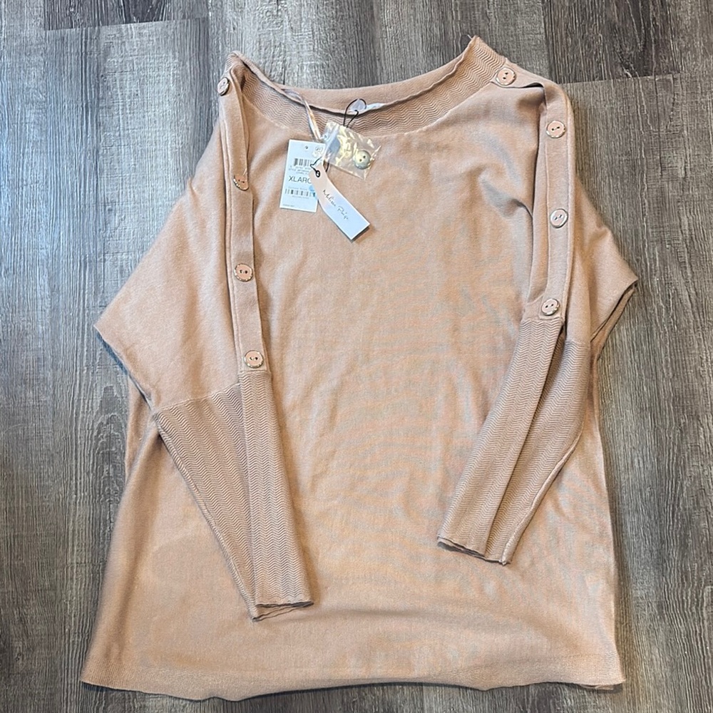 Tan Button-Detail Sweater